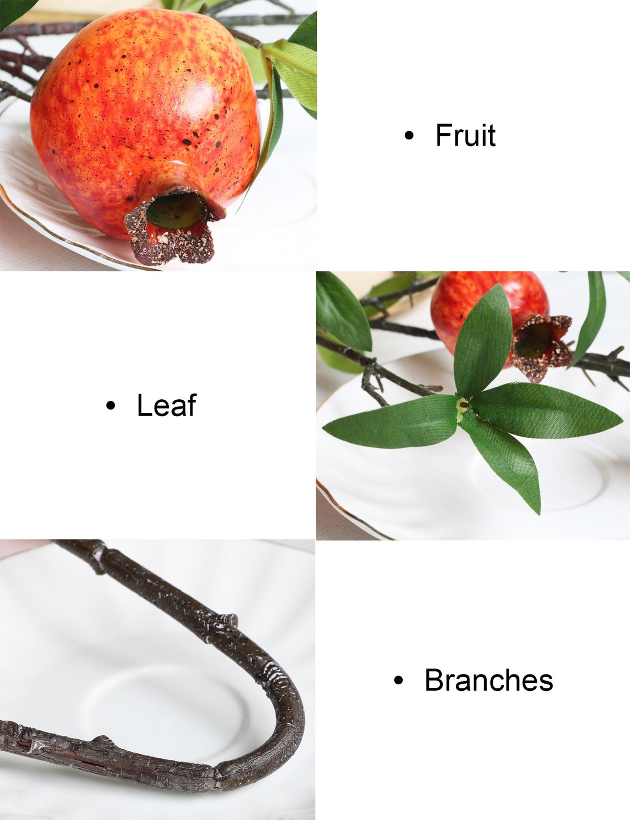 4pcs 31″ Orange Pomegranate Artificial Plants Fake Fruits Berry Branches Stem…