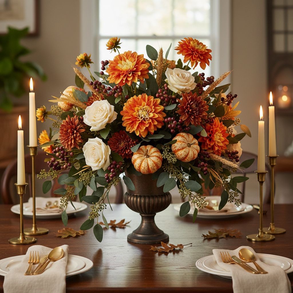 Orange Dahlia Stem Faux Flower 24 Inch 5 Inch Bloom Autumn Dahlia Fall Floral Ar