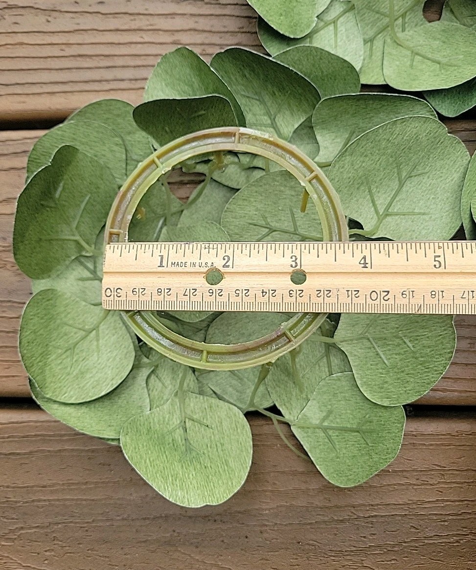 Lot Of 3 Candle Wreaths Artifical Eucalyptus Leaves Green 3″ Base 8″ Width Set