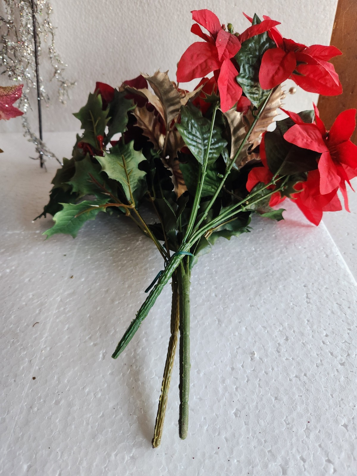 Artificial Christmas Flowers & Bouquets • Poinsettia, Mistletoe Autumn Leaves