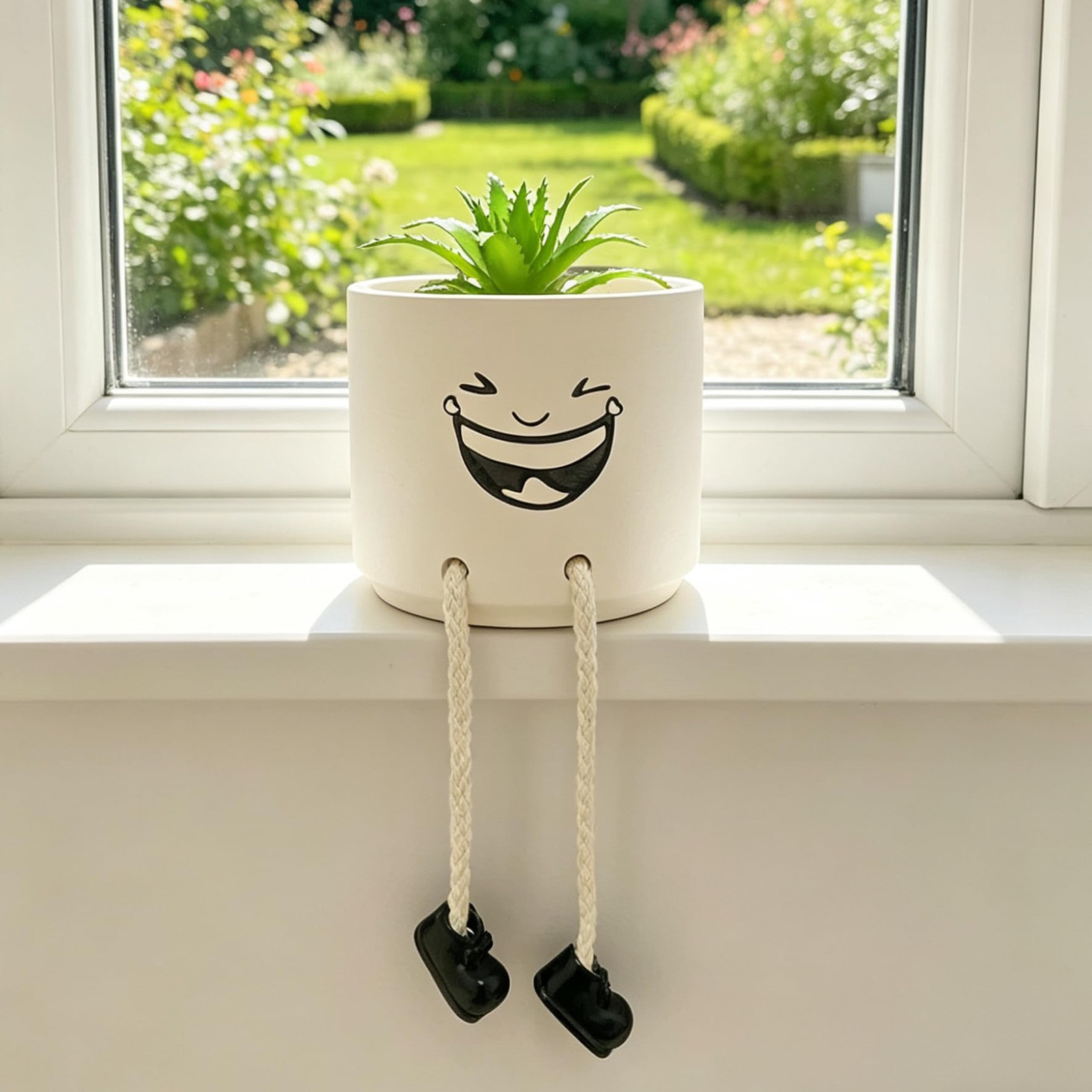 Fake Succulents Plants in Ceramics Pots with Hanging Leg – Cute Small Planter…