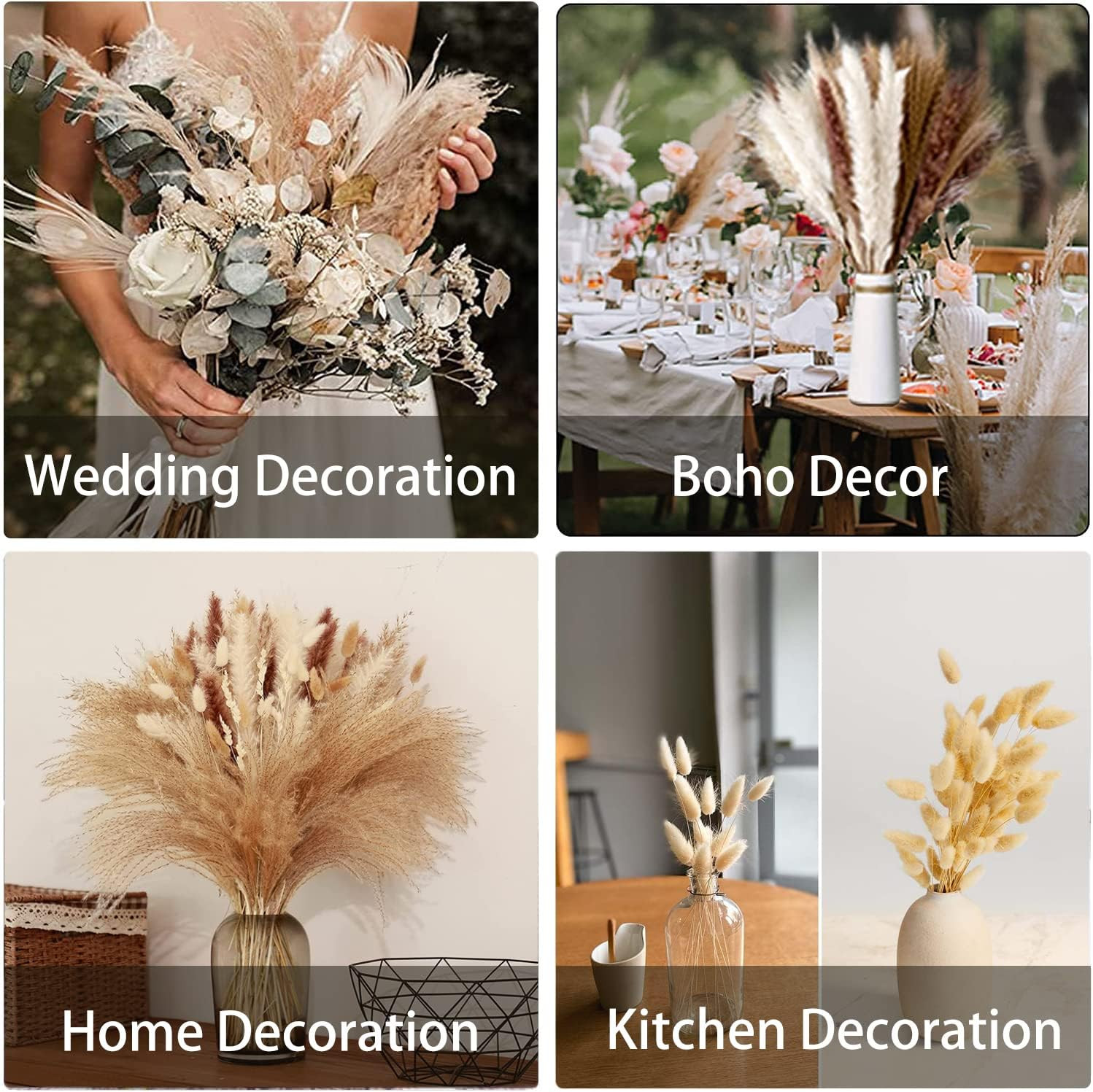 Dried Pampas Grass Decor 110 PCS Dried Plants,Dried Flowers Natural Pompas Fl…