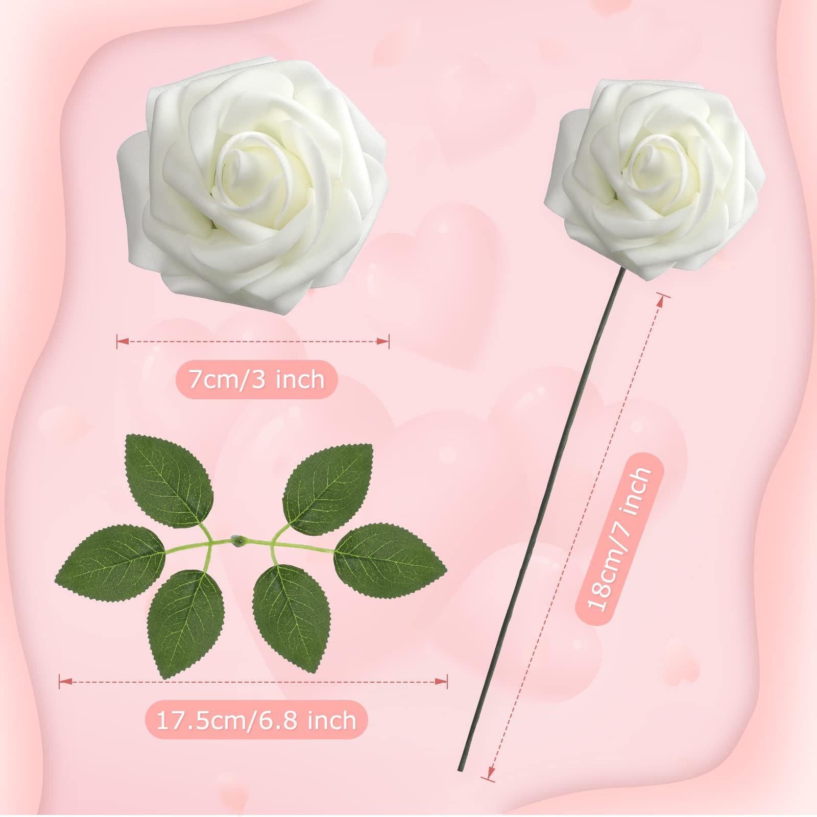 100 PCS Ivory Artificial Foam Rose Flower Faux Bouquet Wedding Table Decor