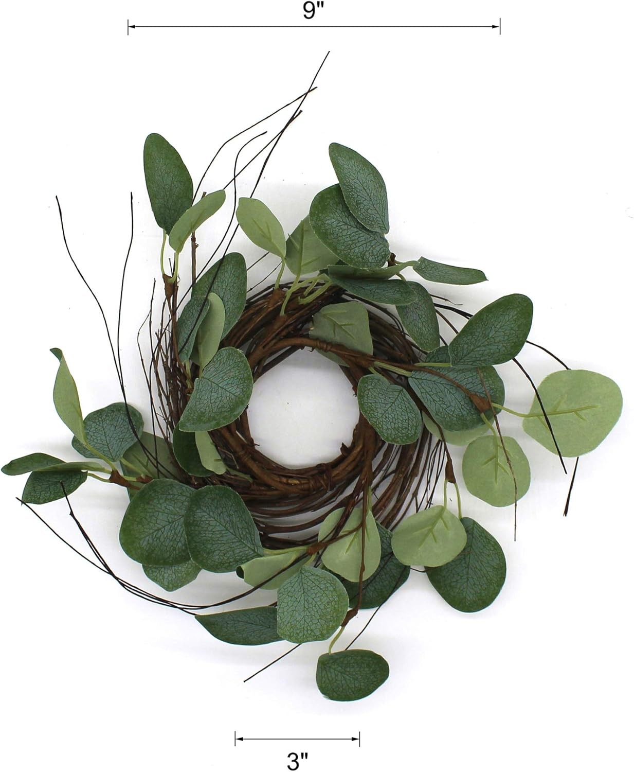 CVHOMEDECO. Rustic Country Artificial Eucalyptus Leaves & Twig Wreath Year Round