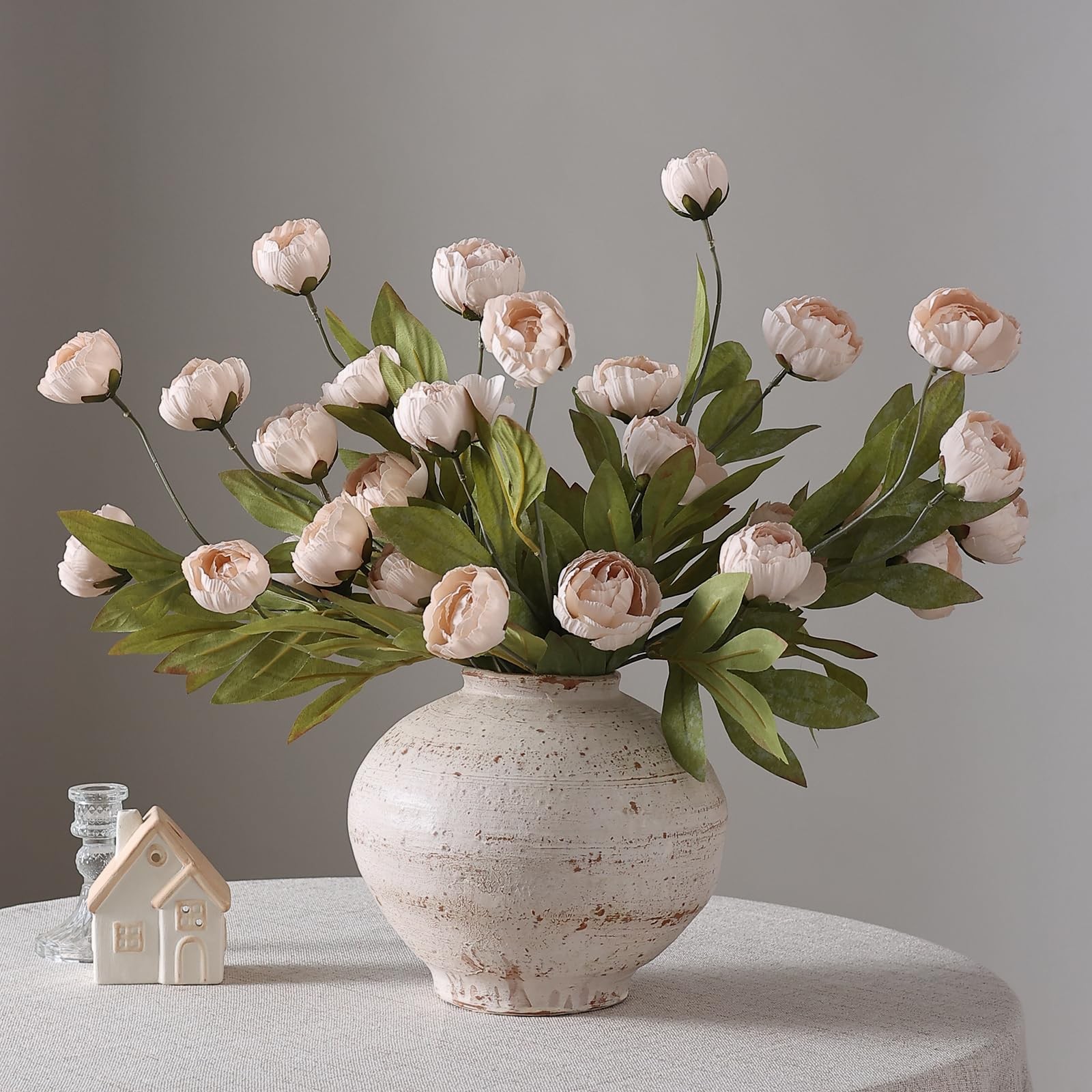 6 Pcs Faux Silk Peony Artificial Flowers for Vase -27″, Bulk Fake Peonies Bra…