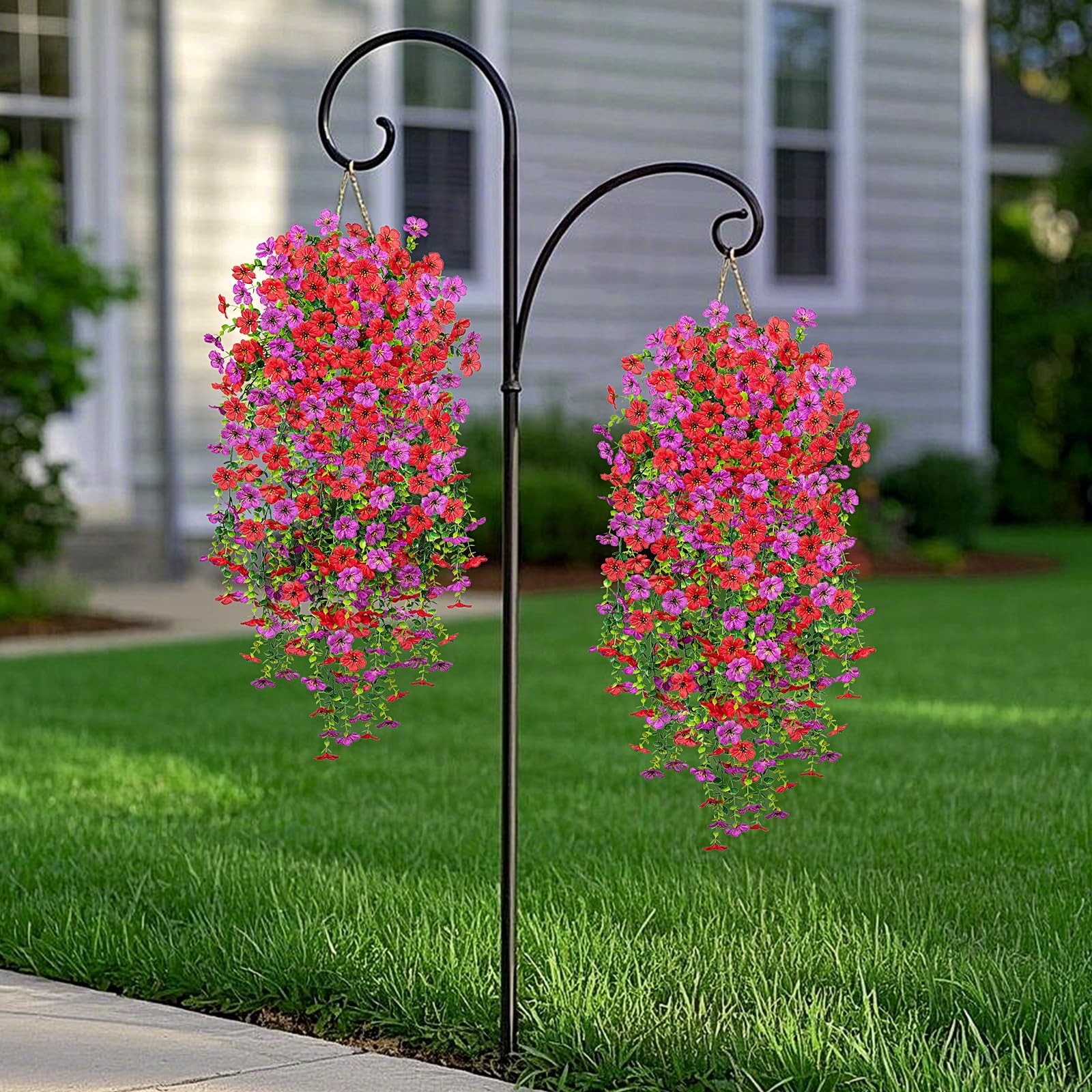 Fake Artificial Hanging Flowers for Outdoors Decoration, 2 PCS Faux UV Resist…