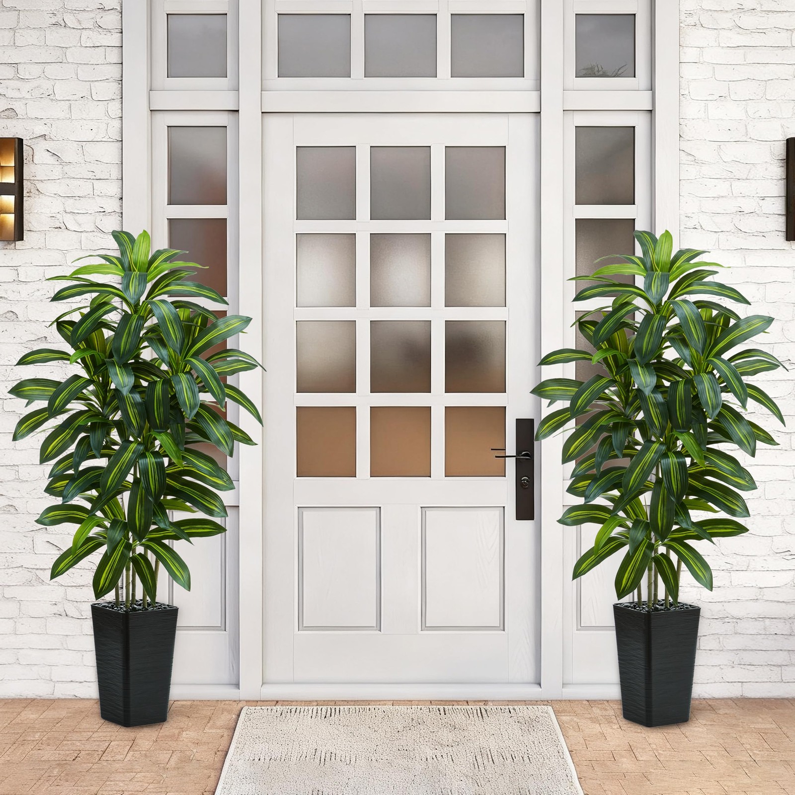 Artificial Dracaena Tree：5FT Faux Silk Tropical Yucca Floor Trees Realistic F…