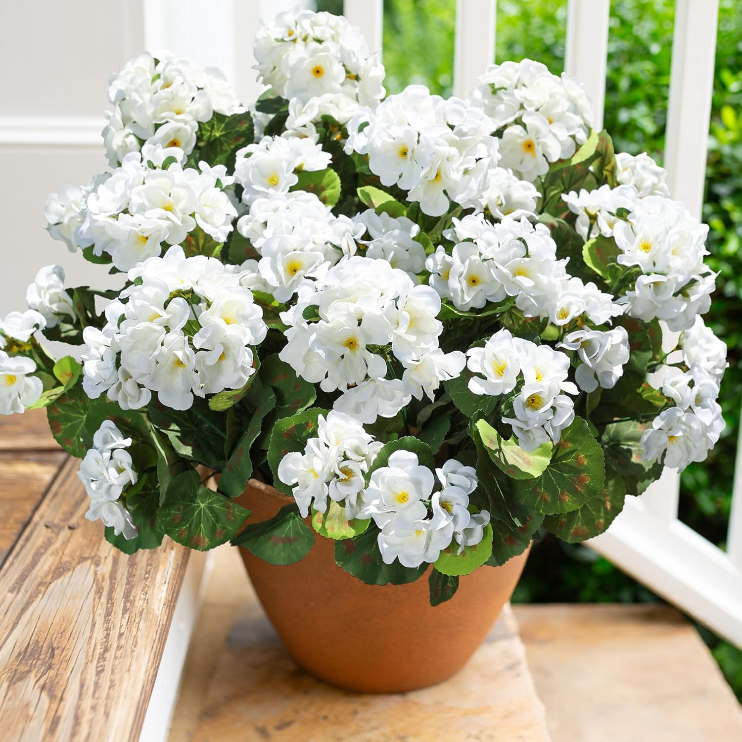 Artificial Geranium Fake Flowers for Outdoors Decoration, 6 Bundles Silk Geraniu