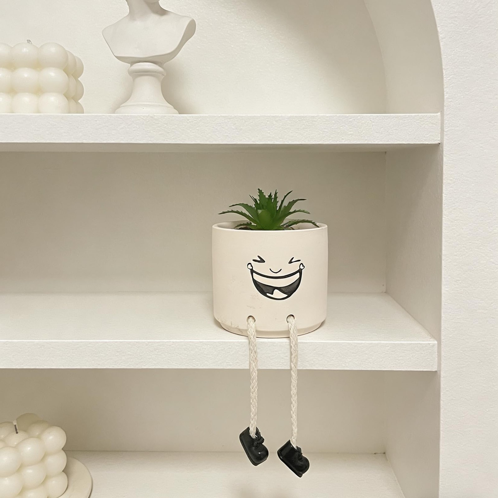 Fake Succulents Plants in Ceramics Pots with Hanging Leg – Cute Small Planter…