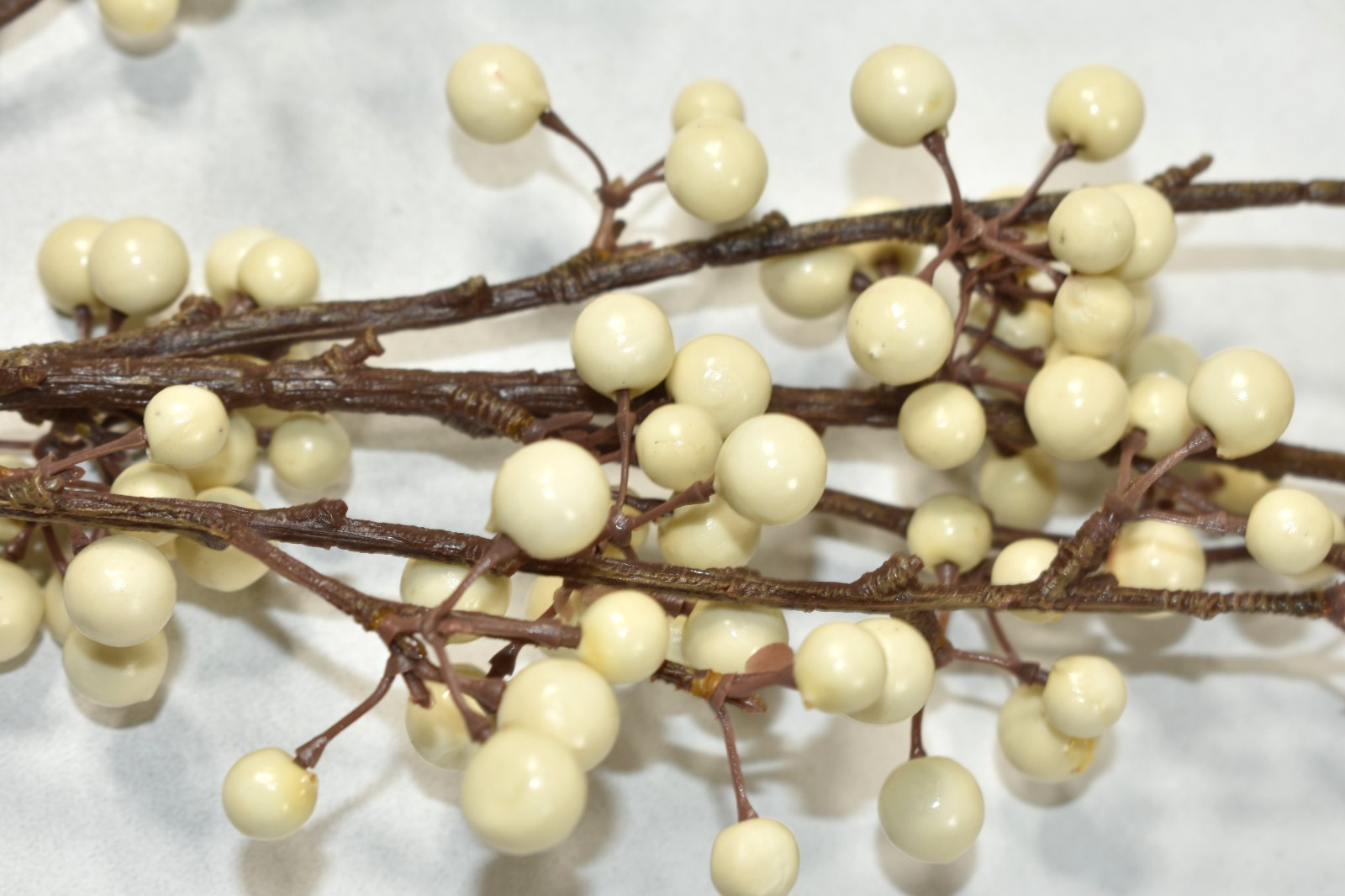 Pottery Barn Set of 3 Faux Berry Branch White Ivory 32″ Artificial Flower Stems