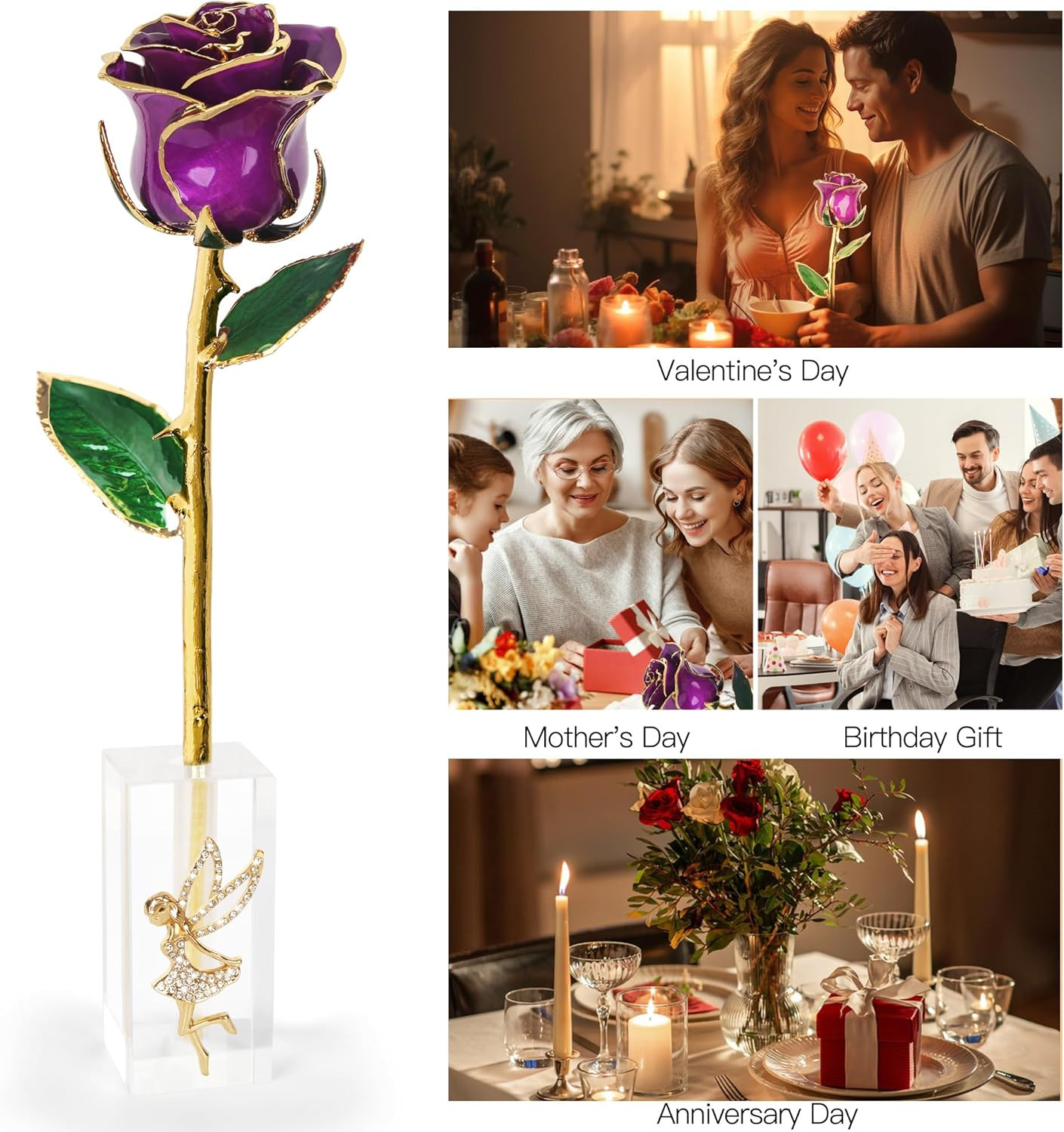 Gold Dipped Rose – Eternal Real Preserved Rose in Resin, Romantic Birthday Gift