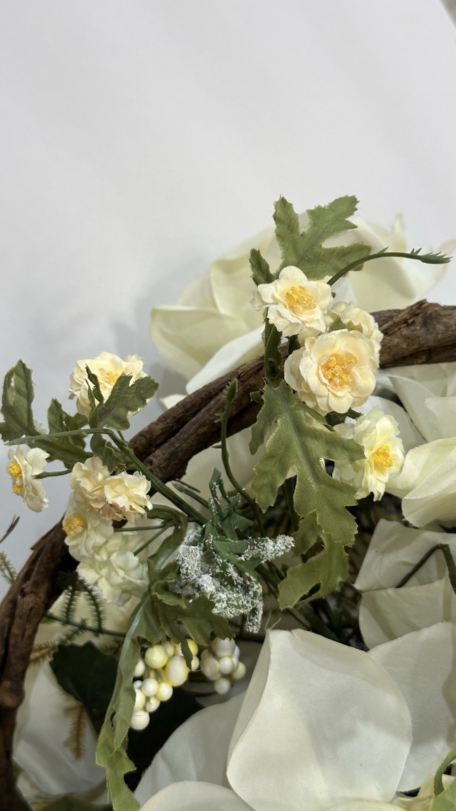 VTG Flower arrangement Rustic Twig Vine Handmade Basket Whimsical Centerpiece