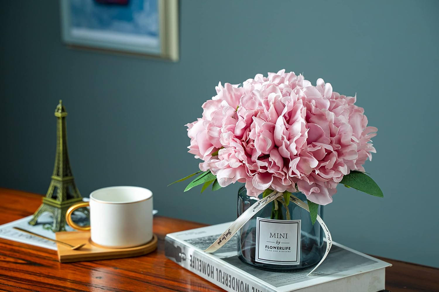 Artificial Flower and Glass Bottle Set, Isn Style, Suitable for Living Room, Din