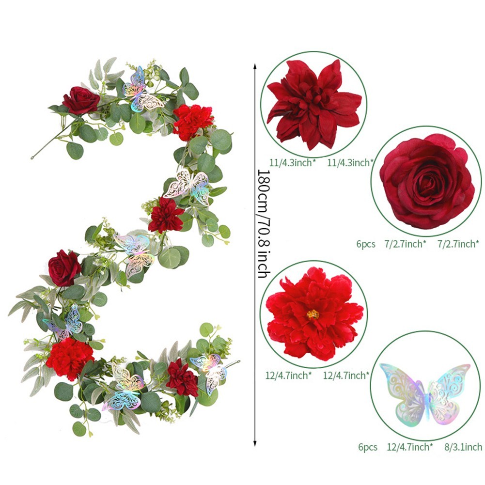 5 9 FT Wedding Decoration Flower Vine with Butterflies for Centerpieces