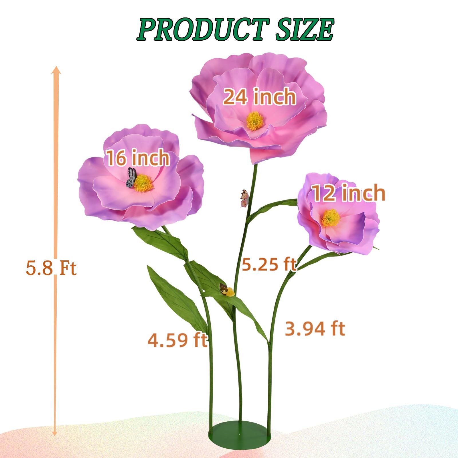 5.8 Ft Giant Artificial Flowers for Decoration,Large EVA Flower Decor,Wedding…