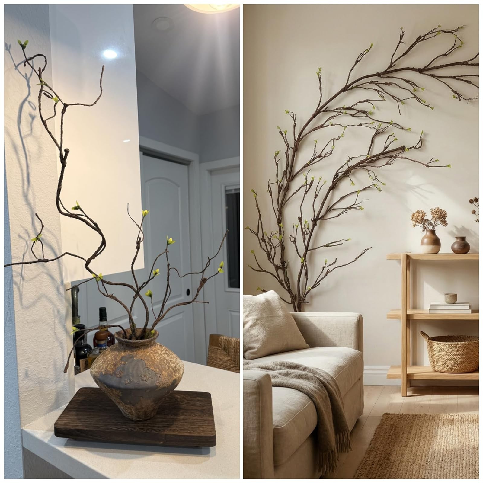 118″Faux Hanging Curly Willow Grapevine Bendable Tree Branche Wall Greenery