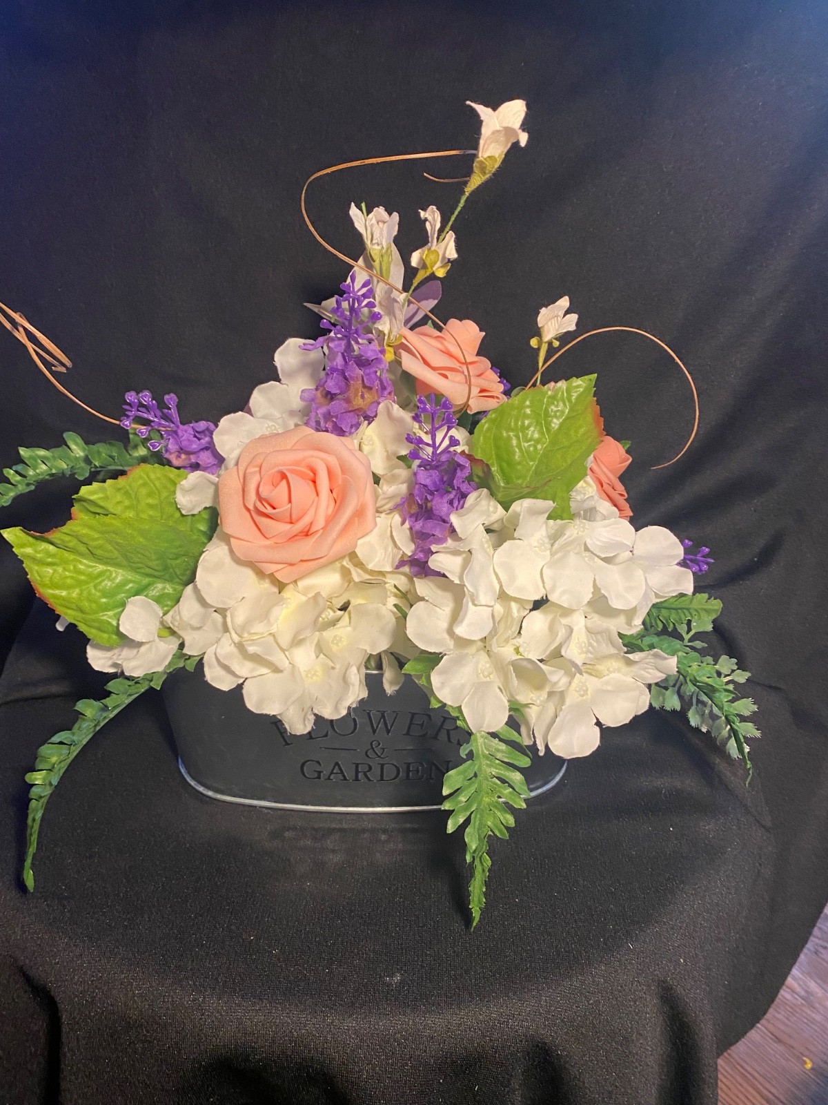 Hydrangeas, Roses, & Butterfly Silk Flower Centerpiece