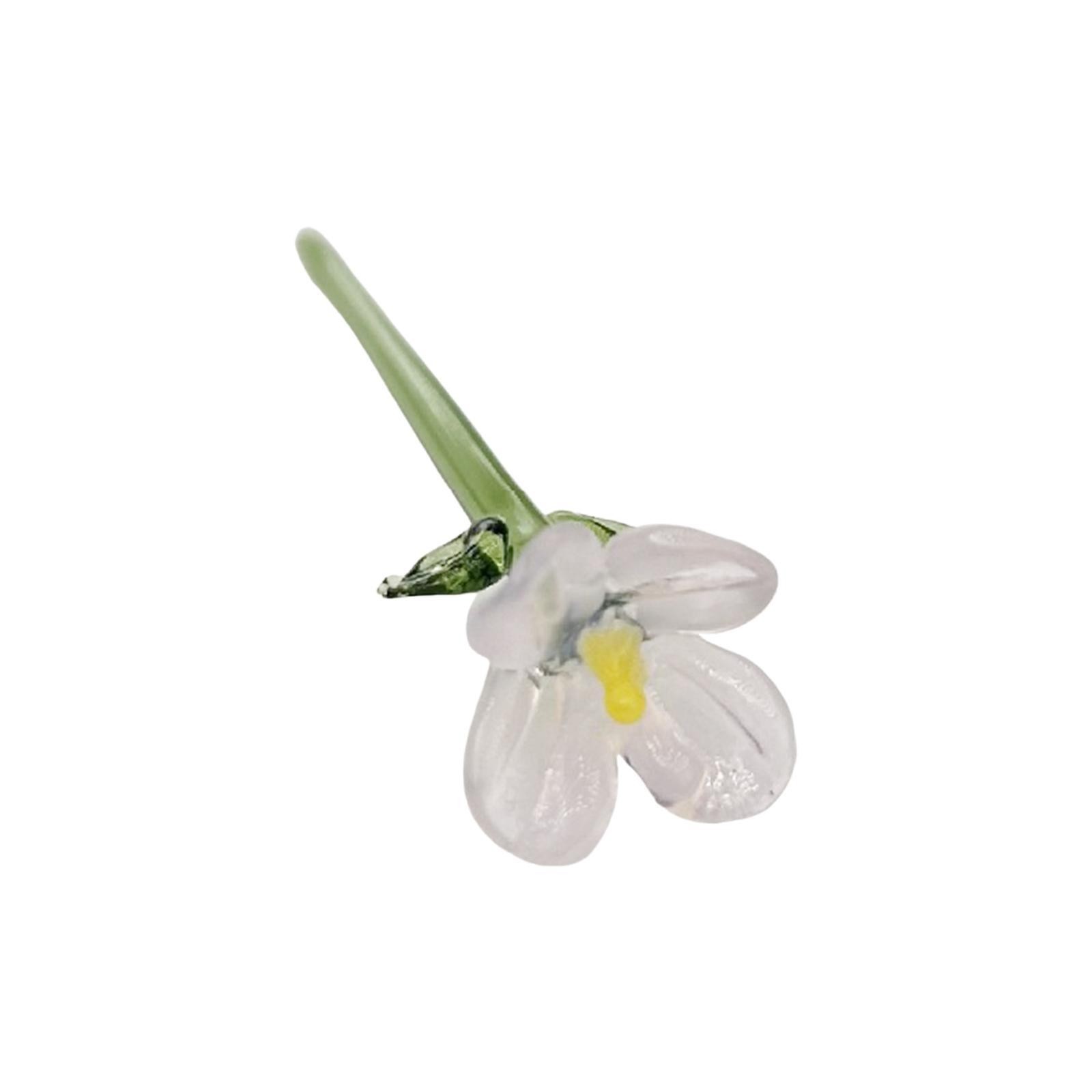 Miniature Hand-Blown Glass Flower Bouquet in Tiny Clear Vase