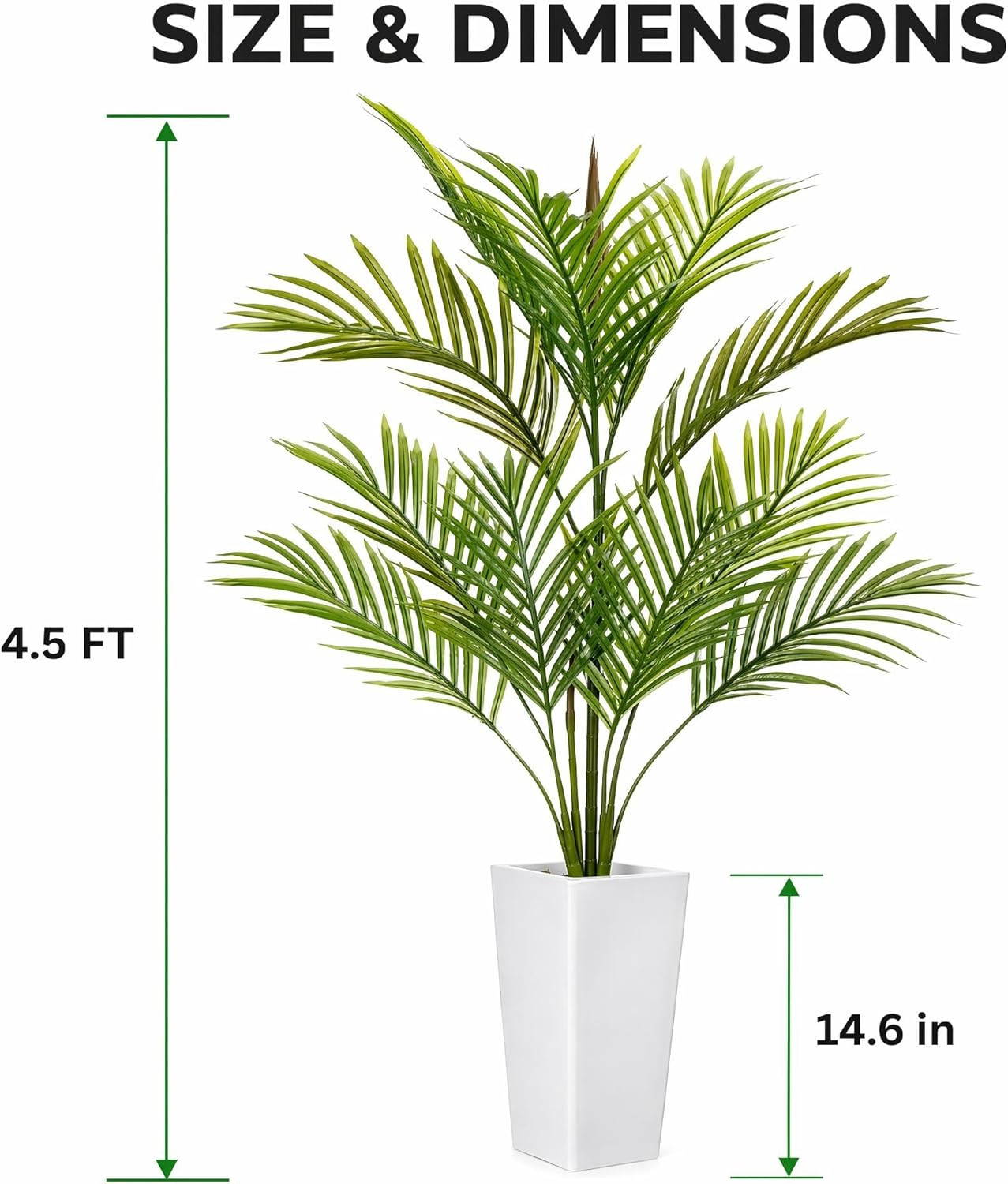 4.5FT Artificial Palm Tree, Tall Faux Plants Indoor Tropical Areca with White Pl