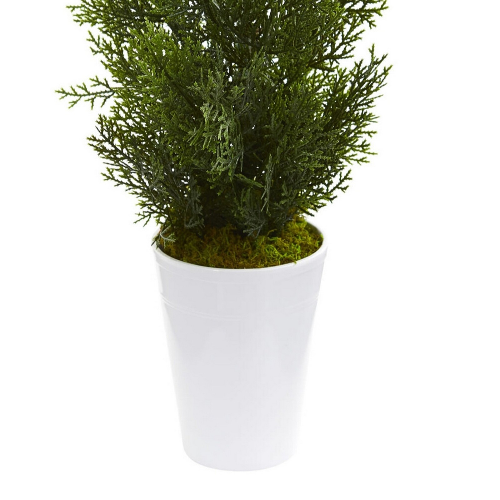 Nearly Natural 27″ Mini Cedar Artificial Pine Tree in Decorative Planter