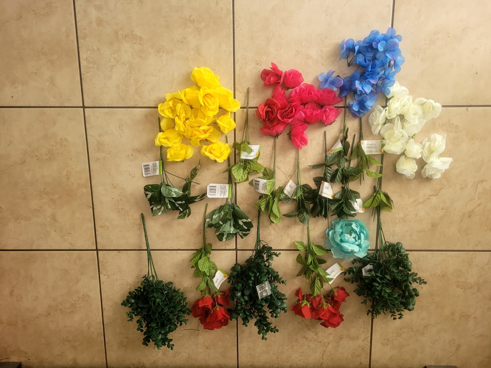 Mixed Artificial Flower & Greenery Stem Lot Roses Hydrangea Floral Craft Decor