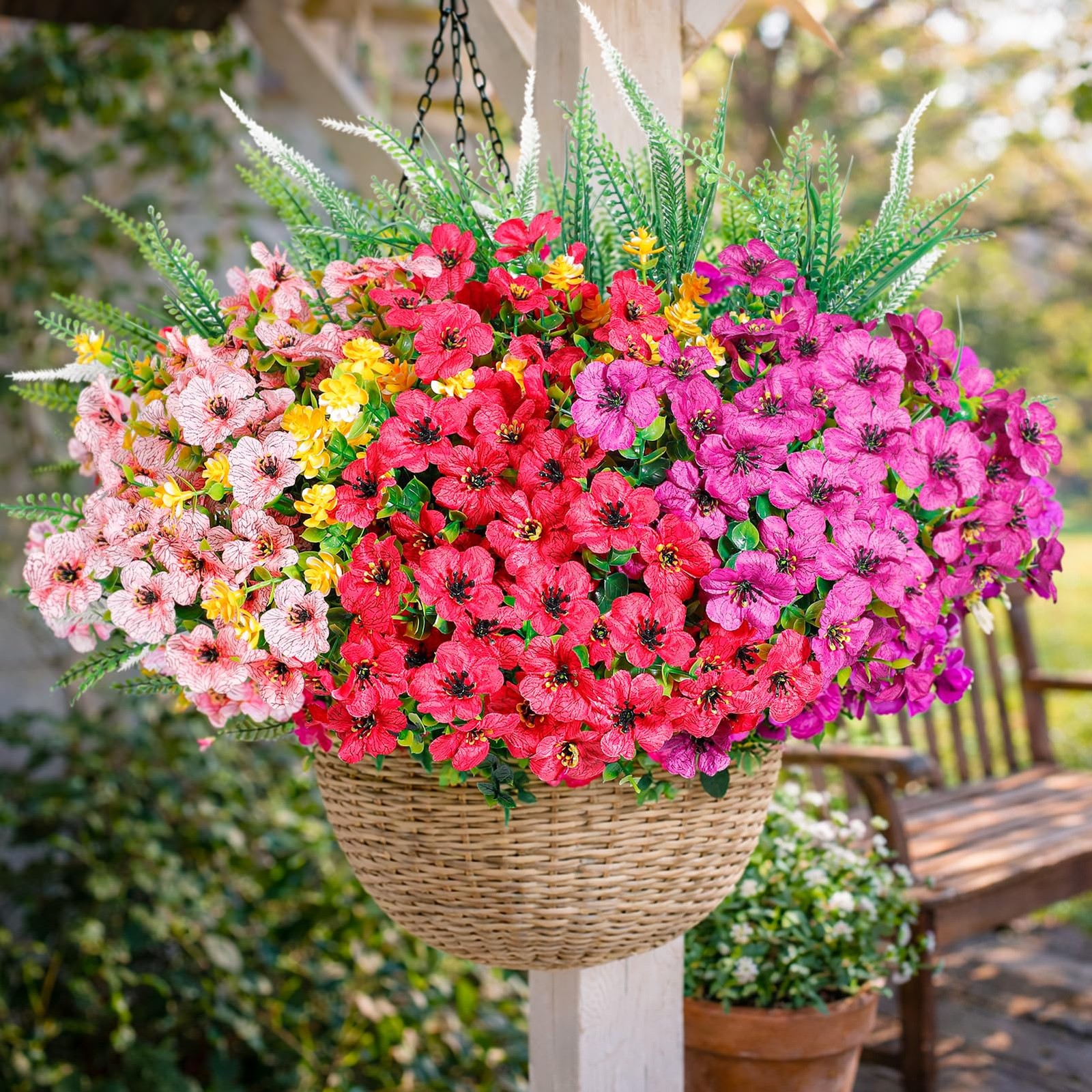 20 Packs Artificial Flowers Outdoor UV Resistant Fake Plants for Spring Garde…
