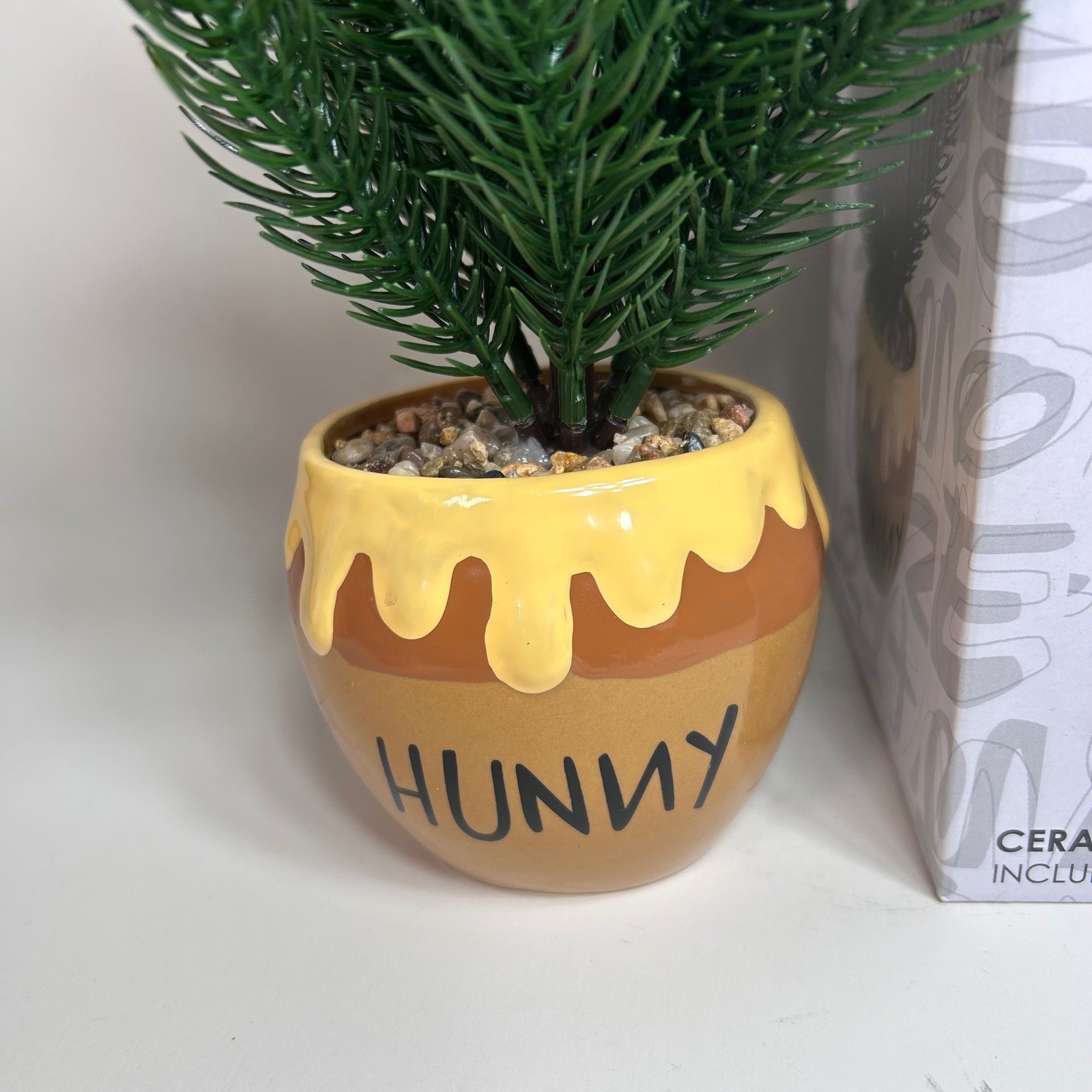 Disney Winnie the Pooh Hunny Pot Ceramic Planter Faux Pine Desk Tree New in Box