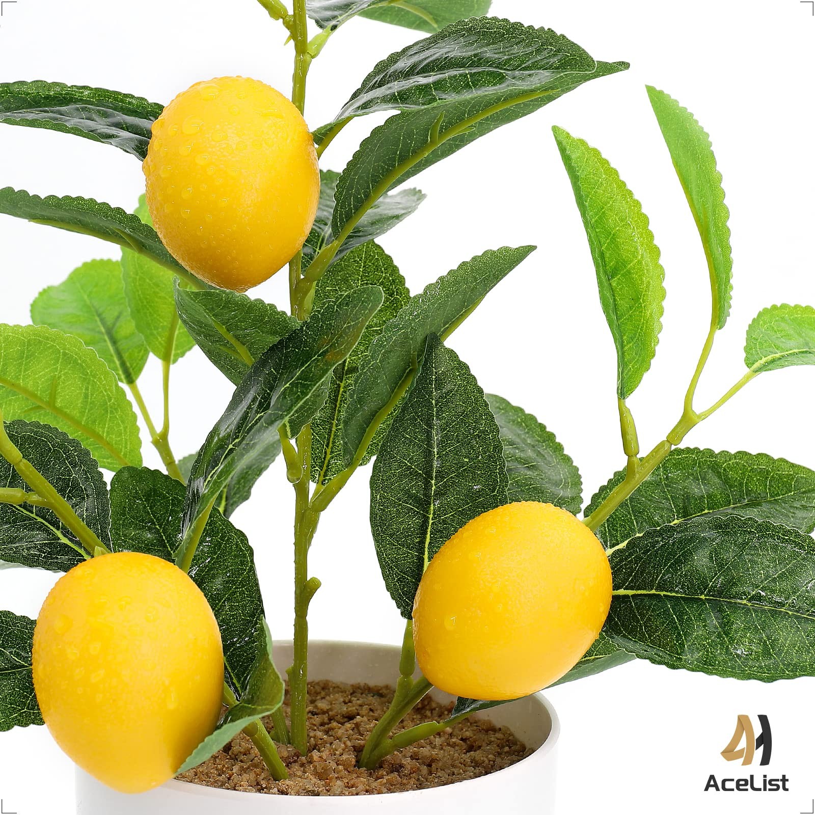 Realistic Small Fake Lemon Tree for Lemon Decor, 14.6 Inches Artificial Lemon…