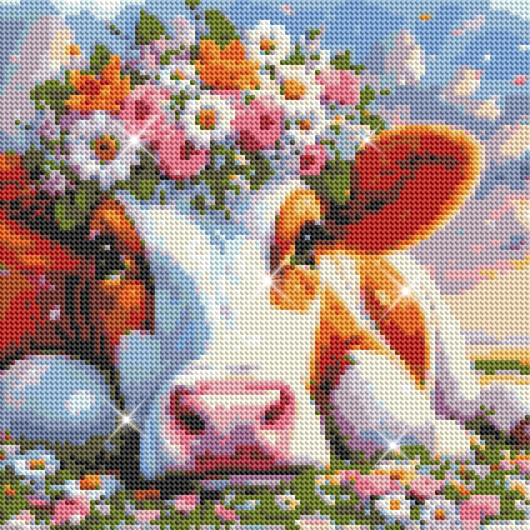 Miairivy Cow with Flower Wreath 5D Diamond 13.8 inches x inches, GL004