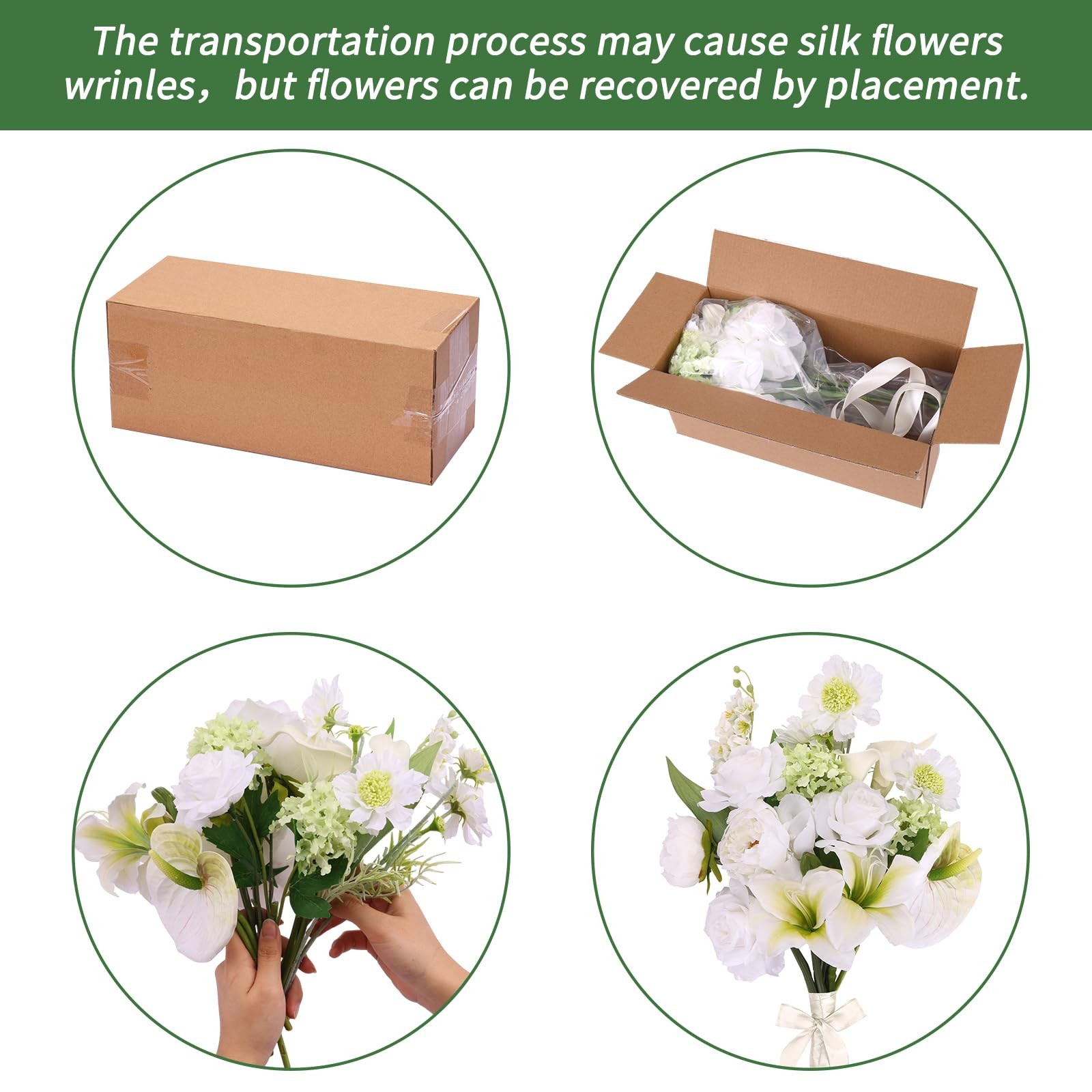 White Artificial Silk Fake Flowers For Vase Faux Wedding Bouquet Centerpieces