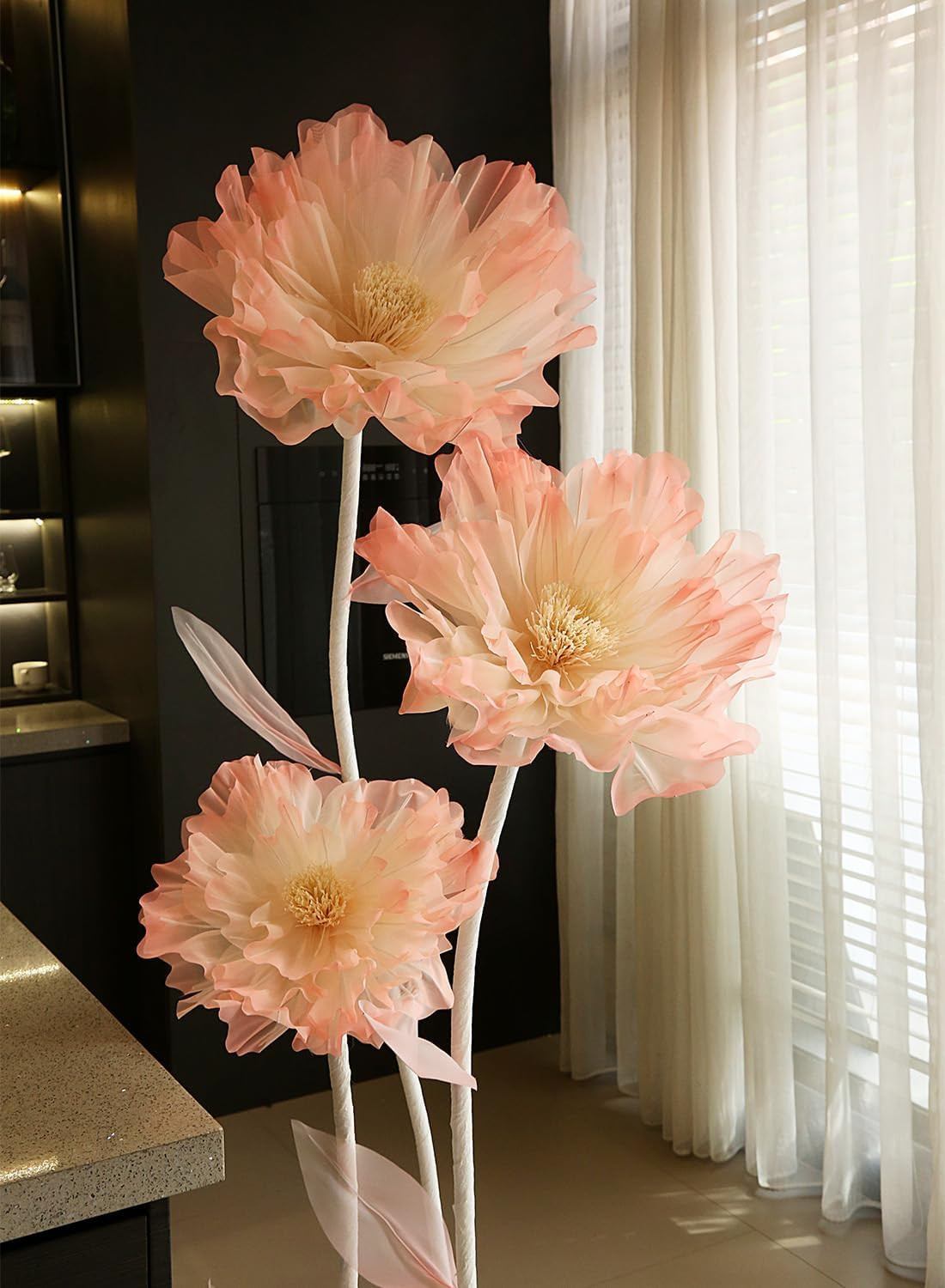 Large Pink Artificial Organza Flower with Base for Weddings & Events