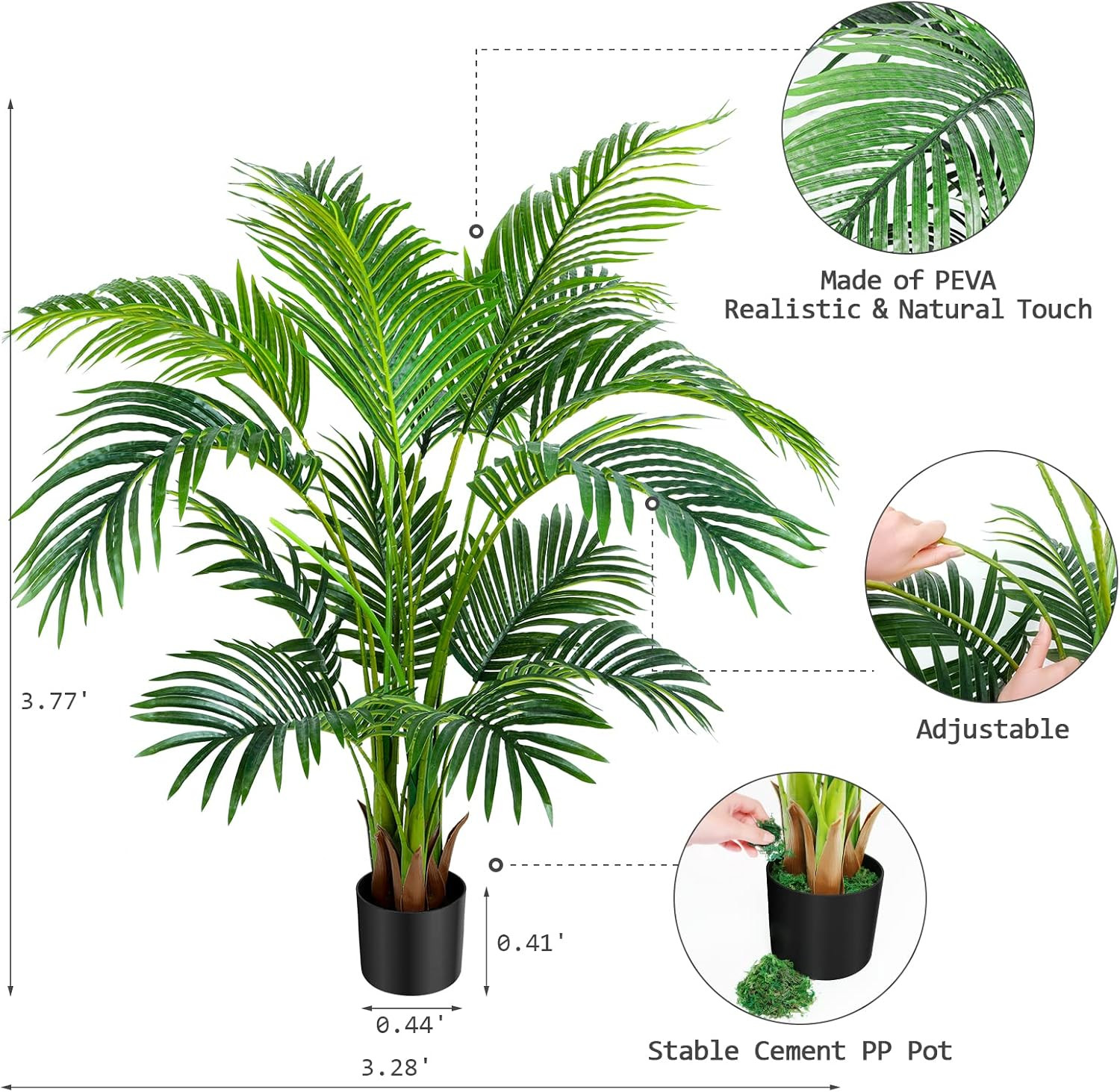 4Ft Artificial Areca Palm Plant – 2 Pack with Pots & Accessories for Home Decor