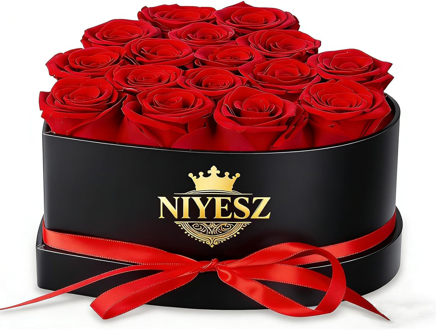 Preserved Forever Roses Heart Shaped Box 16 Real Eternal Flowers Gift | 16 Red