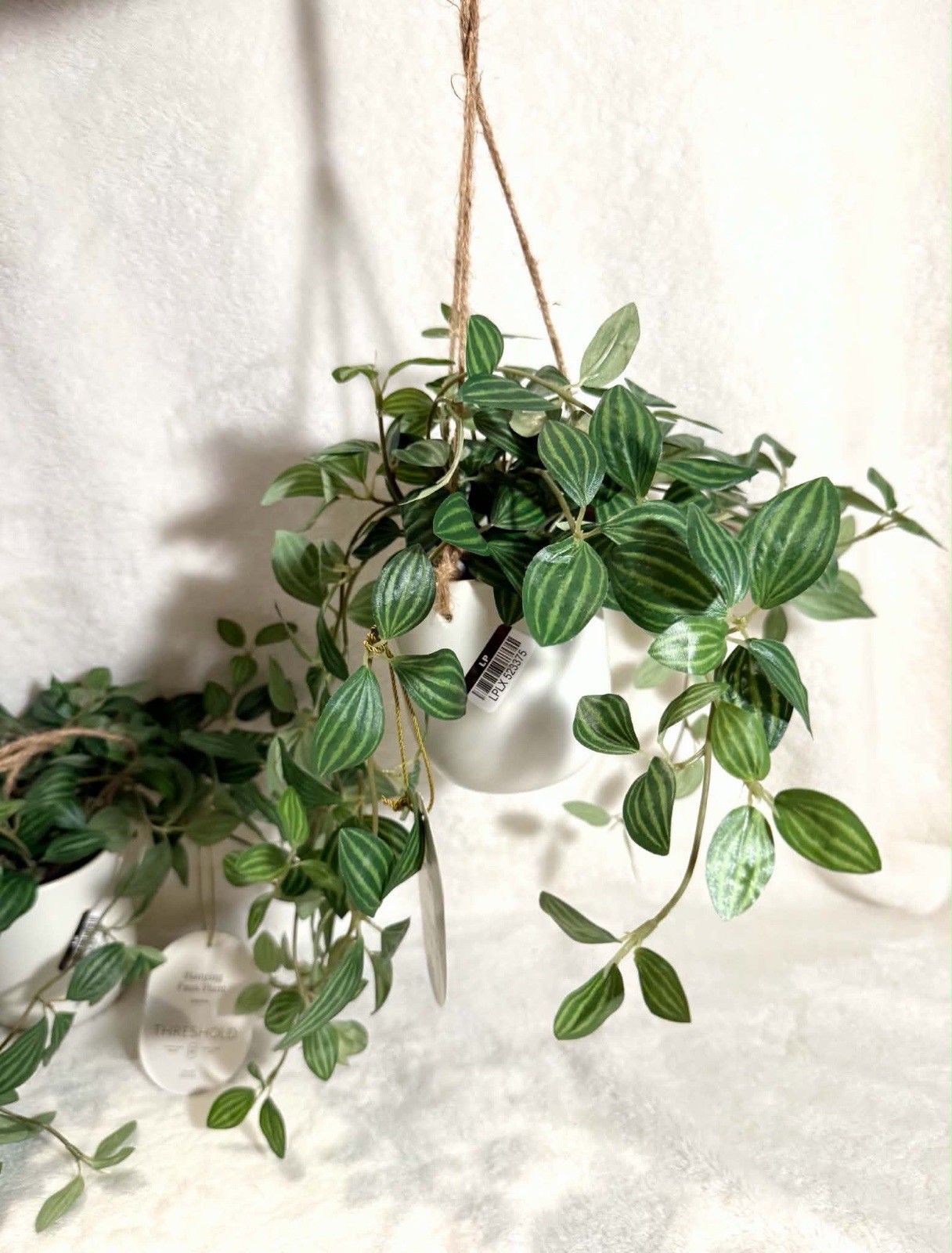 Threshold Hanging Artificial Zebrina Plant Set of 2 Green Decor New