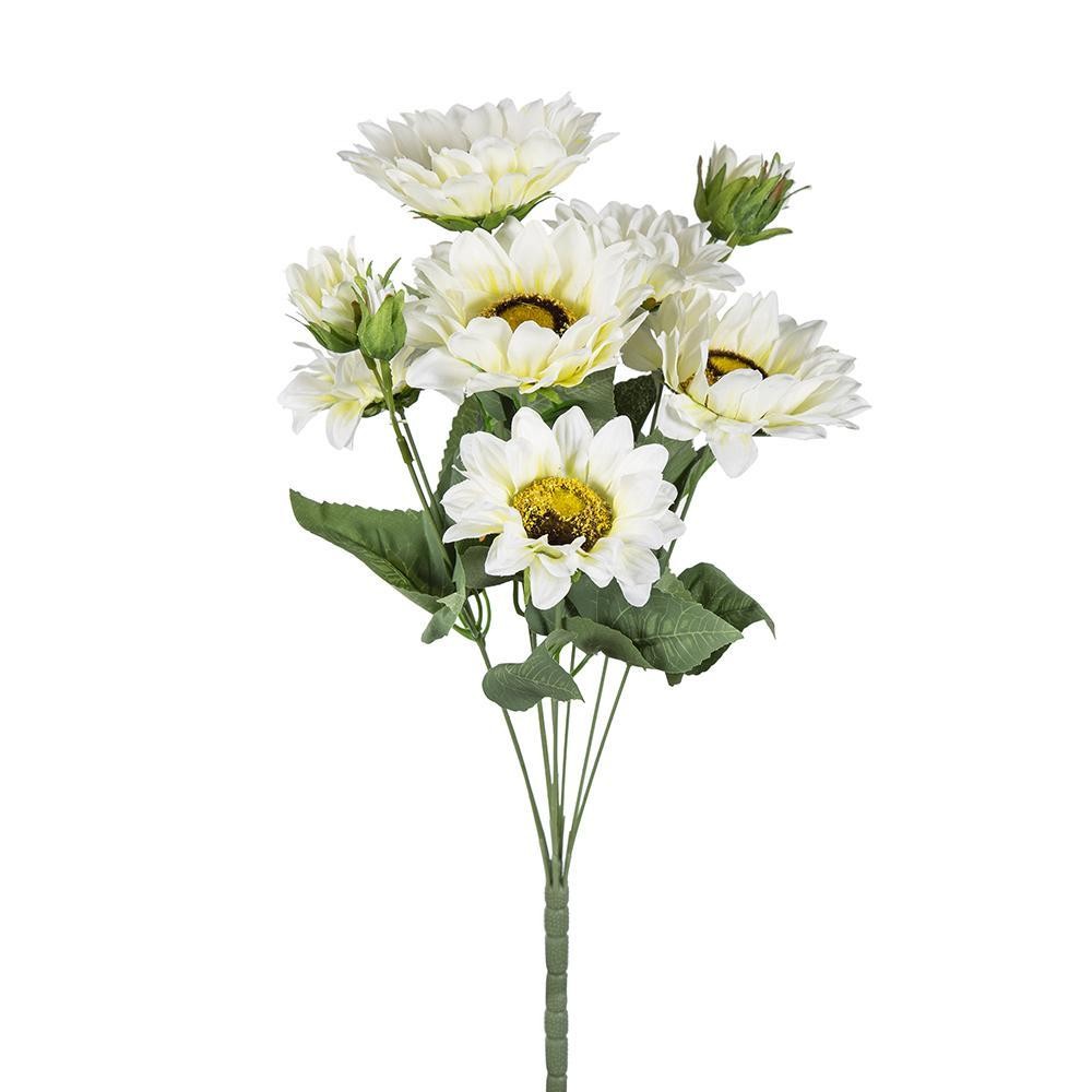 10.2 x 11 x 18.9″H Artificial Cream Sunflower BushX9, 4 Pack