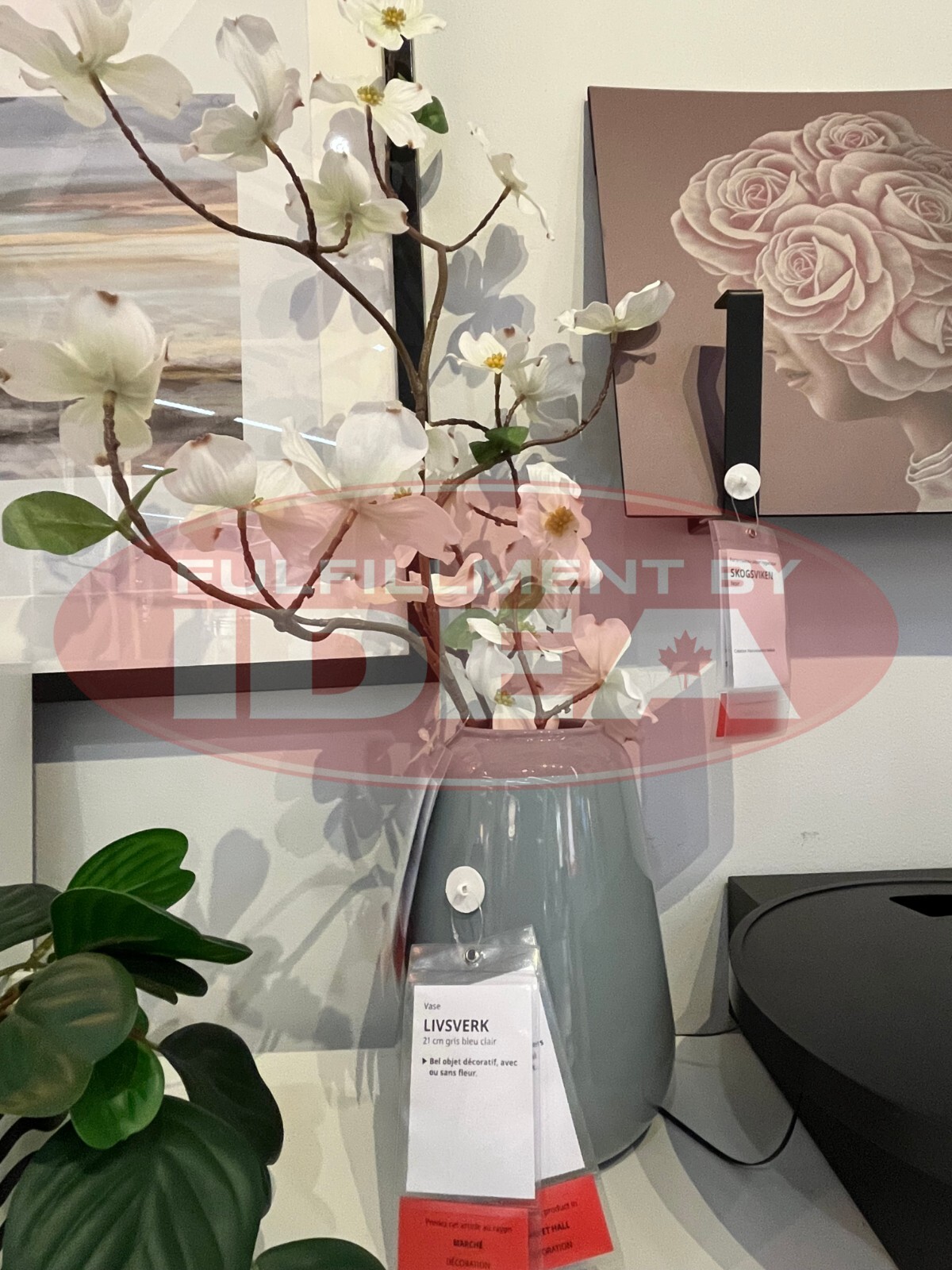 New IKEA SMYCKA White Dogwood Artificial Spray (39 ¼ “) 505.601.45