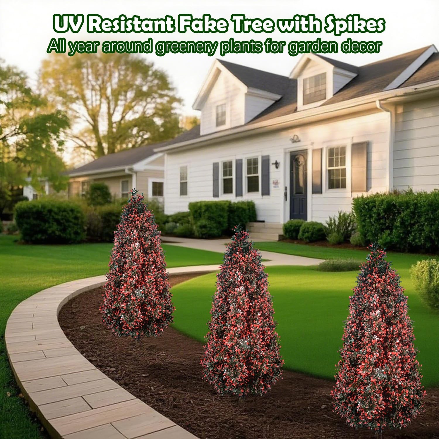 3FT Fake Shrubs Boxwood Tree Outdoor with Planter Spike, Artificial Topiary U…
