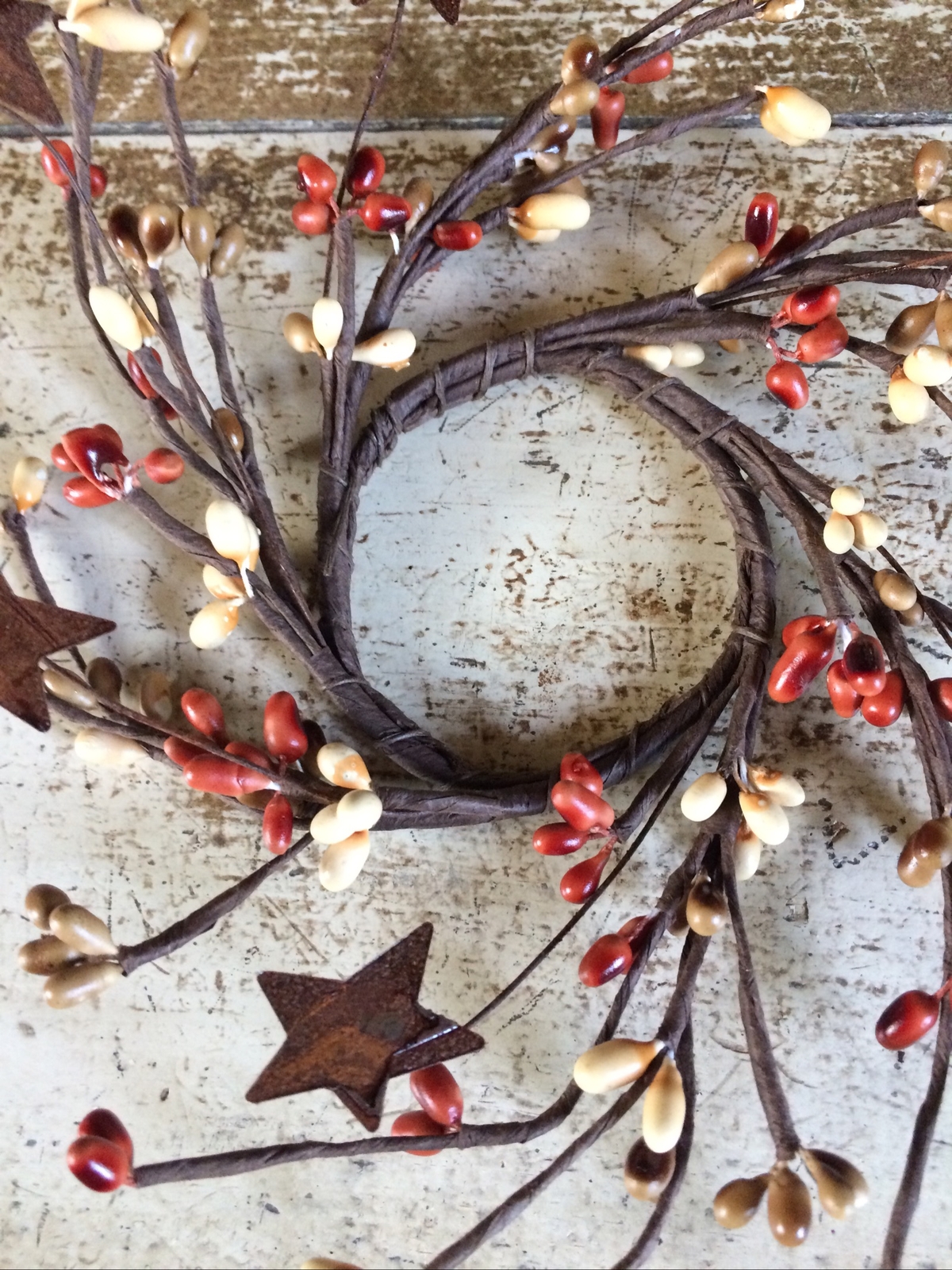 2″ Pip Berry Candle Ring Mini Wreath Pumpkin Spice Mix Rusty Star Pips Wedding