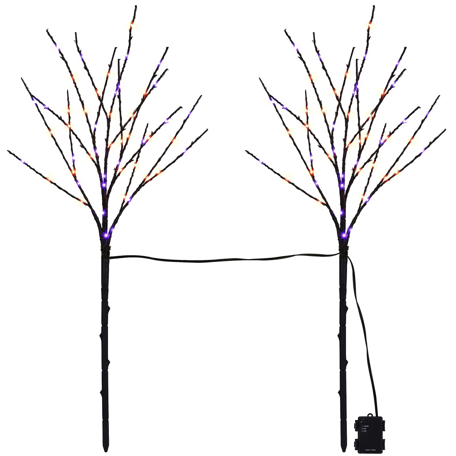 Lighted Halloween Tree Branches, 30IN 100LED Artificial Black Twig Branch wit…