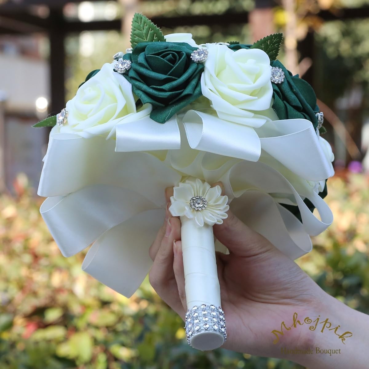 Mhojpik Lightweight Bridal Wedding Bouquet Round Holding Bouquet Throw Toss A…