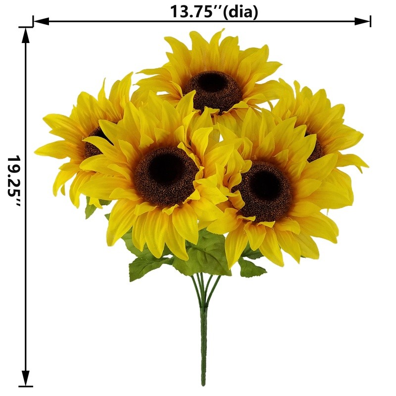 Artificial Sunflower Bush 19in Faux Flowers Indoor Decoration Centerpiece New