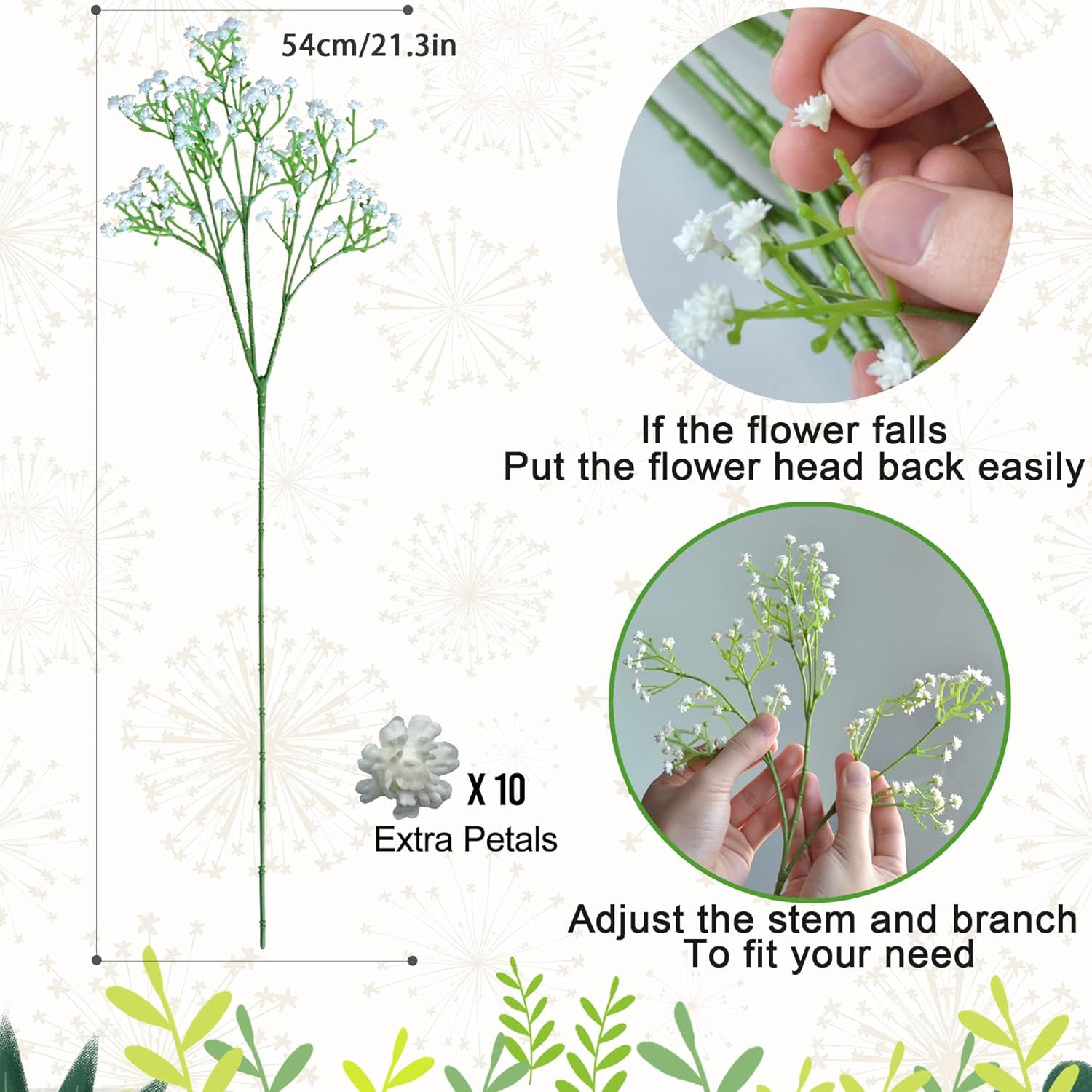Babys Breath Artificial Flowers, 24 Pcs Fake Flowers Gypsophila Bouquet Fall Flo