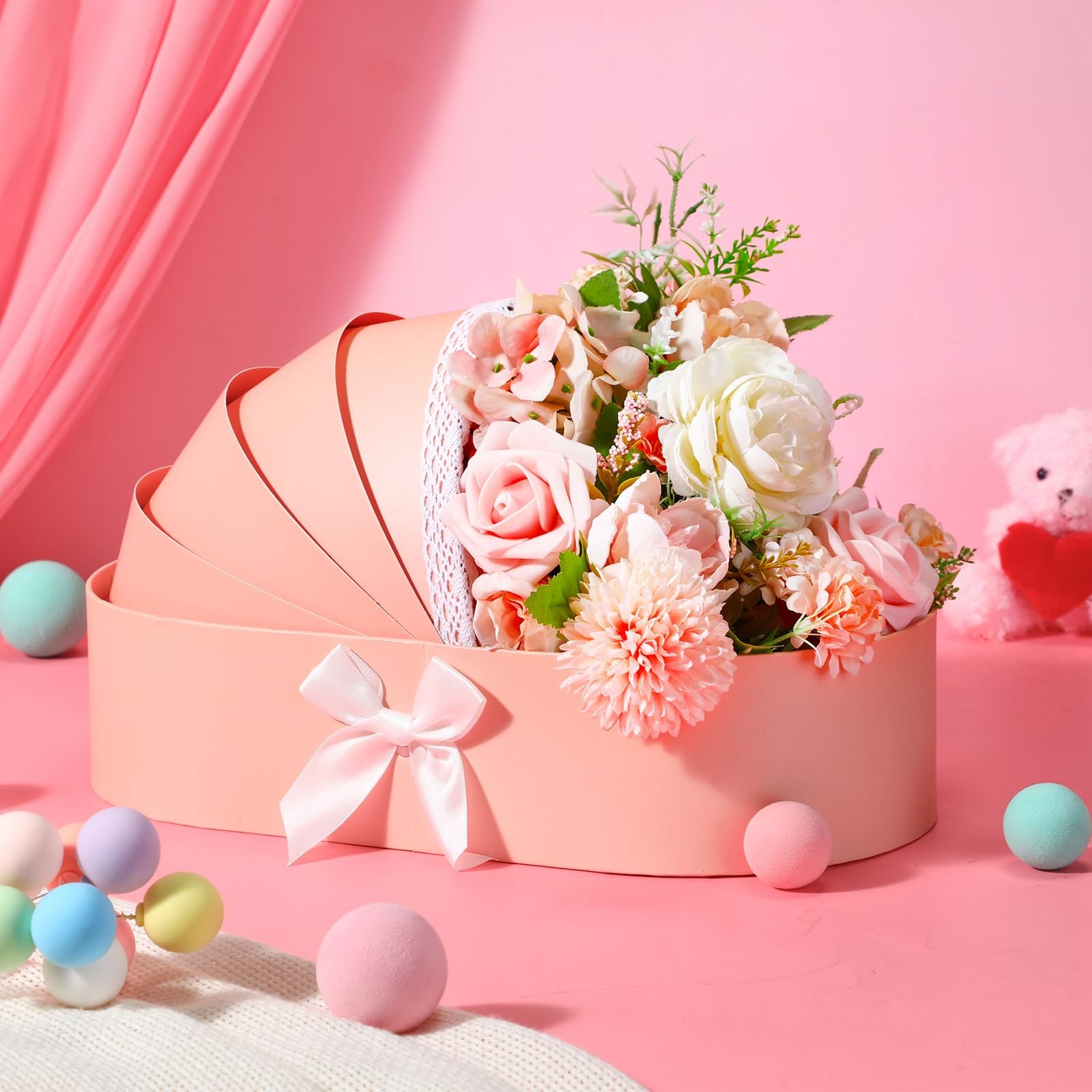 Baby Shower Floral Basket Pink Cradle Gift Arrangement