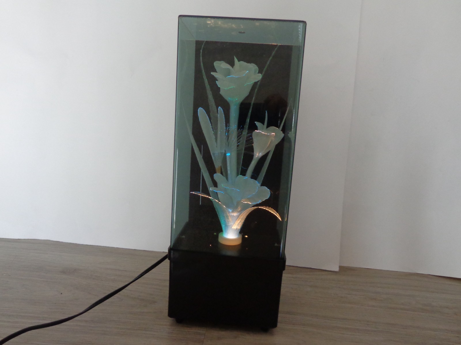 Fiber Optic Musical Encased Flower Box Color Changing 80s 90s VTG Retro Decor