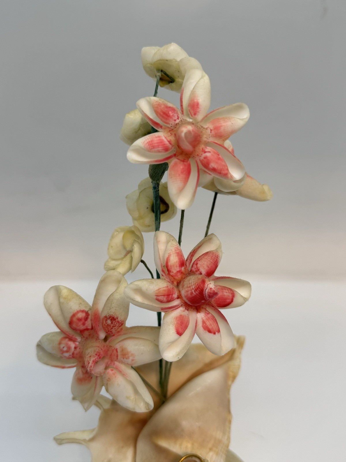 Vintage Seashell Shell Art Flower Arrangement Vase Pencil Holder MCM Circa 1950s