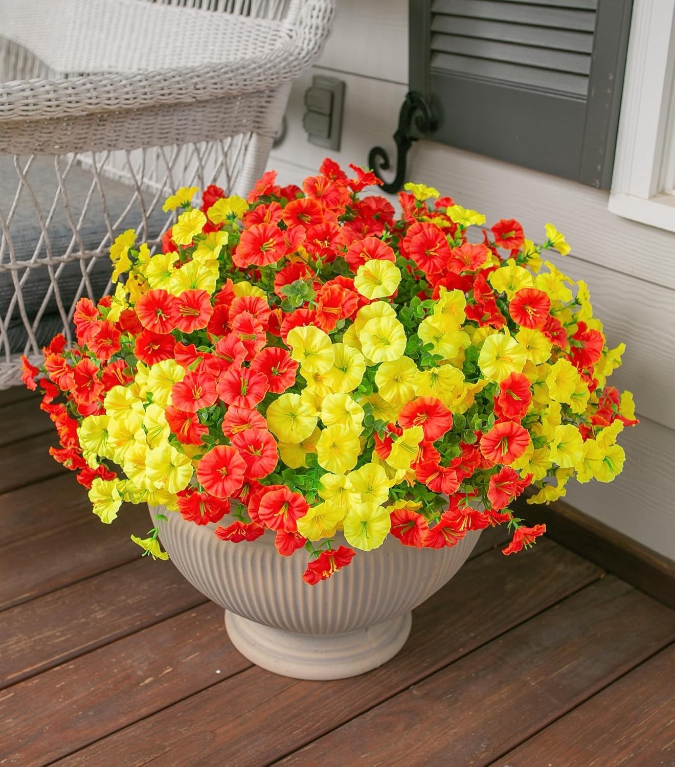 Artificial Flowers for Outdoors Fake Plants Outside Decoration, 12 Bundles Si…