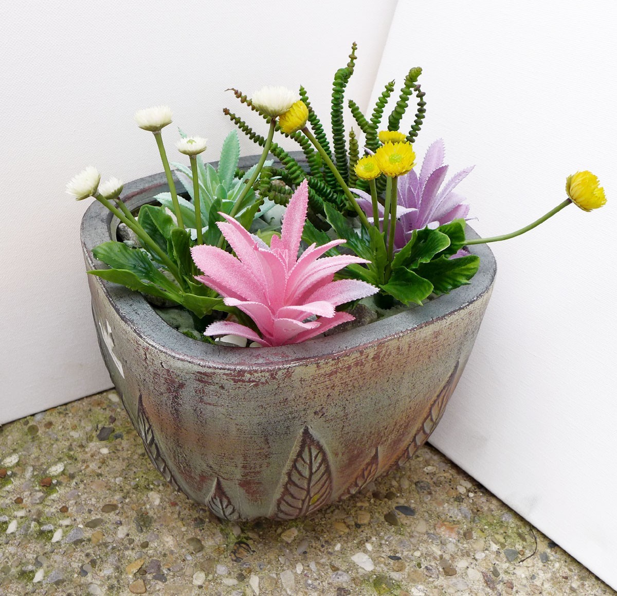 6 Pcs Artificial Plants Flocking Succulents Blooming Flowers (#158)