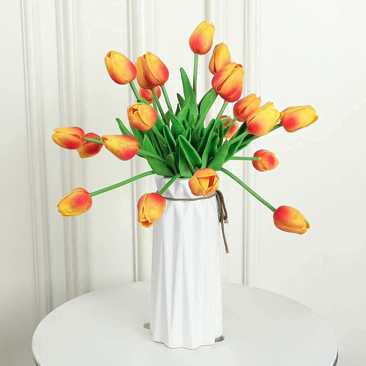 30Pcs Latex Tulips Real Touch Red and Yellow Artificial Flowers Fake Tulips Arra