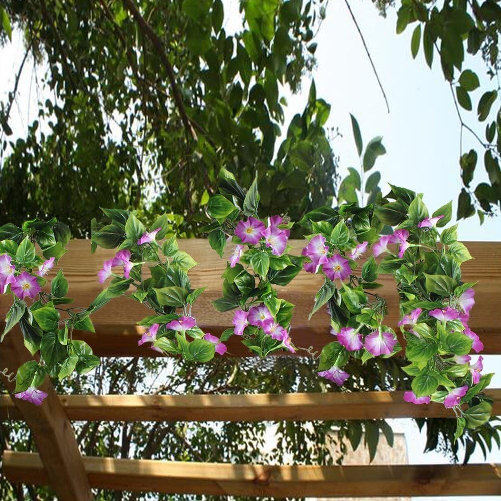 GTIDEA 2Pcs Artificial Vines,15Feet Hanging Plants Silk Morning Glory Garland Fa