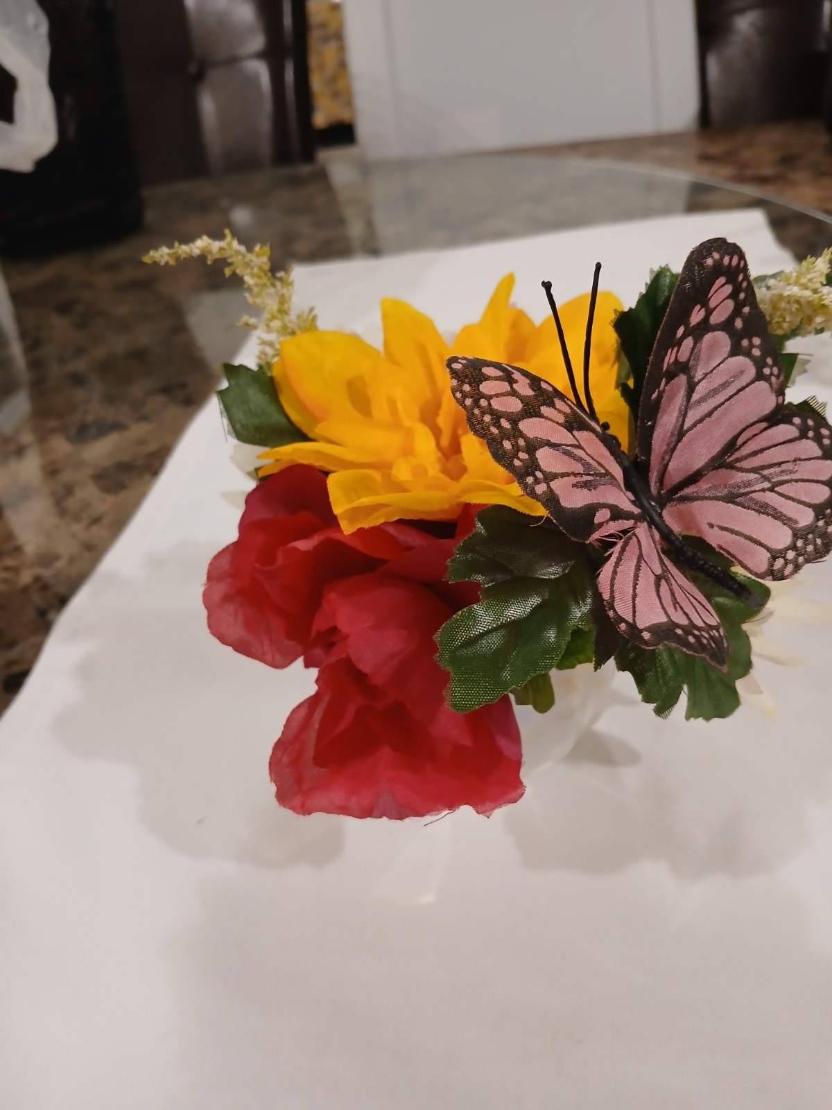 Pink Butterfly Floral Arrangement Tea Cup POP-IN Bridal Party Birthday Get Well